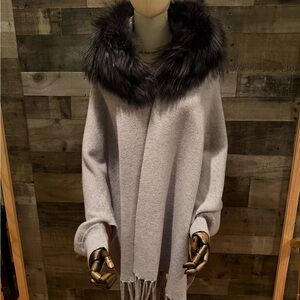 Belle Fare grey sweater poncho